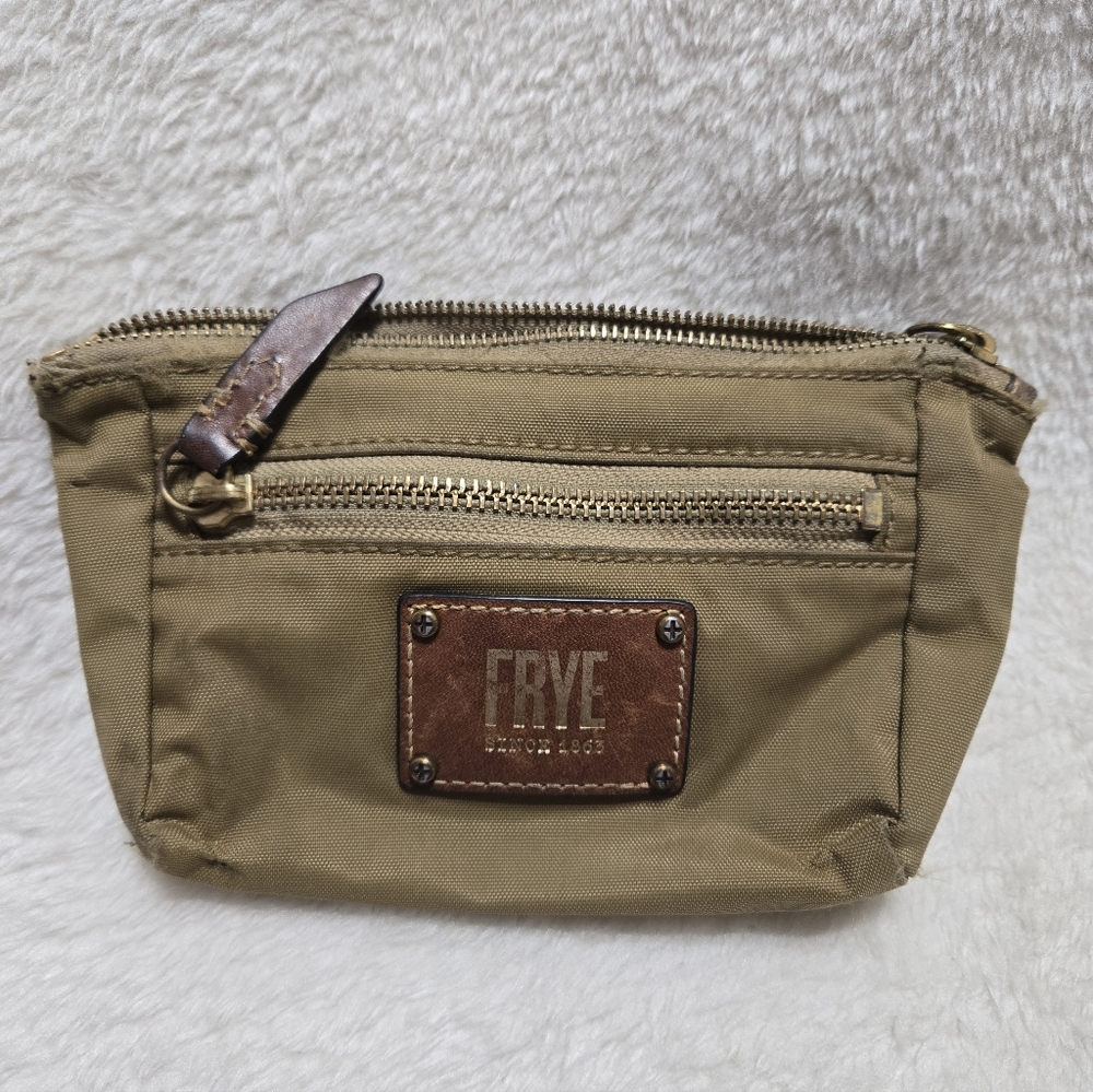 Frye Ivy Nylon Leather Trim Cosmetic Zip Pouch GUC